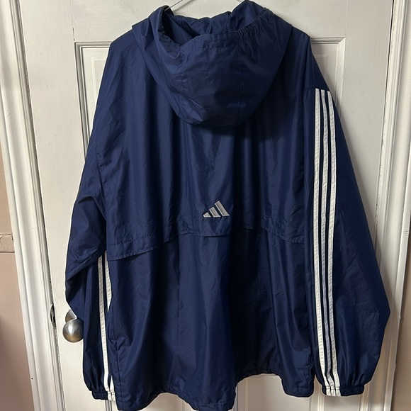 Adidas navy windbreaker with hood men’s size XL - Picture 8 of 16